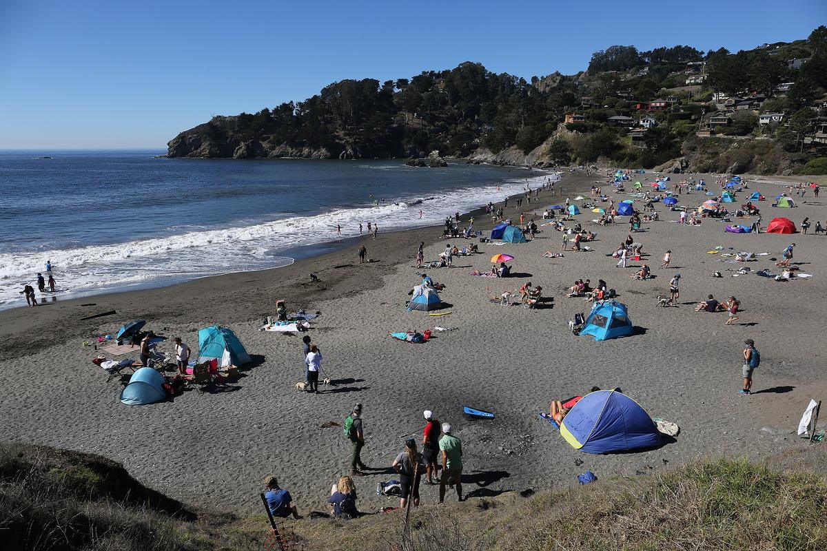 family beach California morning